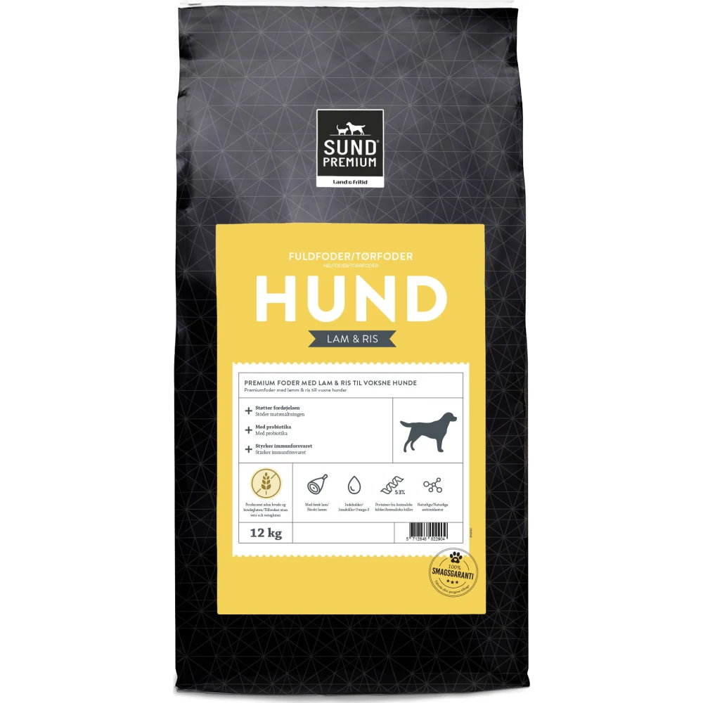 SUND HUND PREMIUM LAMB OG RÍS - FLEIRI STØDDIR